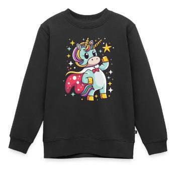 Licorne Super-héros Licornes Licorne Bébé Licorne - Sweat Premium enfant bio - noir - Devant - AI Model Kid Female (0cm)
