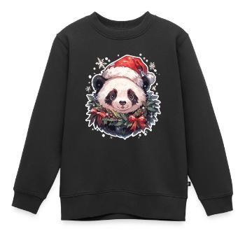 Panda Weihnachten Panda Pandas Panda Weihnachten - Kinder Premium Organic Sweatshirt - Schwarz - Vorne - AI Model Kid Female (0cm)