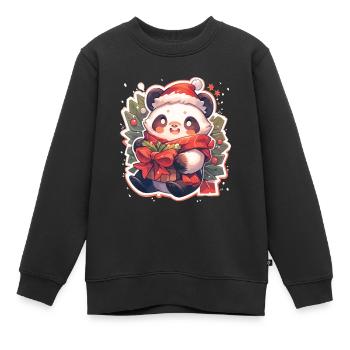 Panda Weihnachten Panda Pandas Panda Weihnachten - Kinder Premium Organic Sweatshirt - Schwarz - Vorne - AI Model Kid Female (0cm)