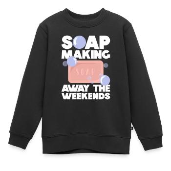 Fabrication de savon bouilloire à savon dicton - Sweat Premium enfant bio - noir - Devant - AI Model Kid Female (0cm)