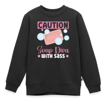 savon fabrication savon savonnière savonnerie savon chaudière - Sweat Premium enfant bio - noir - Devant - AI Model Kid Female (0cm)