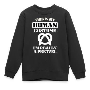 Costume Humain Pretzel - Sweat Premium enfant bio - noir - Devant - AI Model Kid Female (0cm)