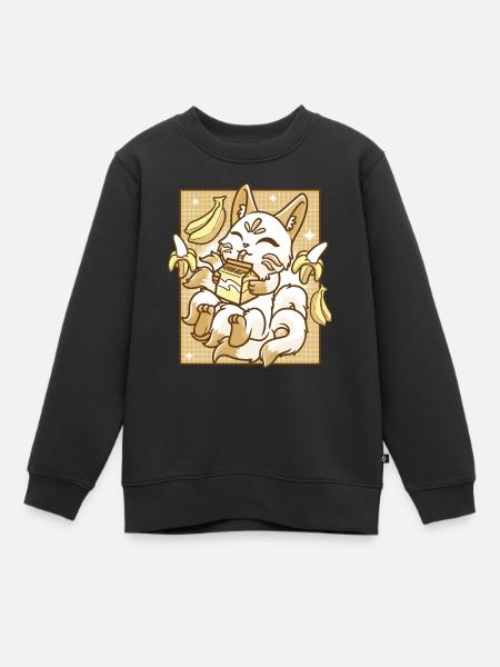 Kitsune Japon Anime Kawaii Lait de banane - Sweat Premium enfant bio - noir