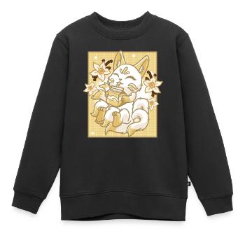 Kitsune Japan Anime Kawaii Vanilla Milk - Kids Premium Organic Sweatshirt - black - Front - AI Model Kid Female (0cm)