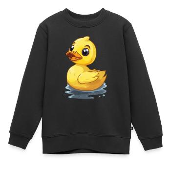 Gelbe Gummiente Badeente - Kinder Premium Organic Sweatshirt - Schwarz - Vorne - AI Model Kid Female (0cm)