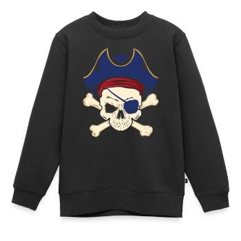 Piraten Augenklappe Pirat Seeräuber - Kinder Premium Organic Sweatshirt - Schwarz - Vorne - AI Model Kid Female (0cm)