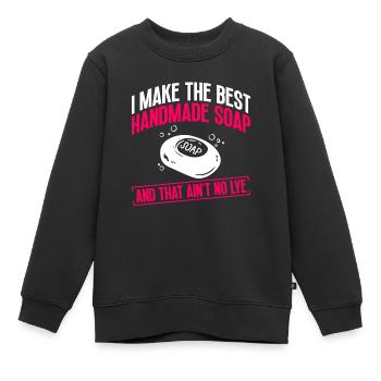 savon fabrication savon savonnière savonnerie savon chaudière - Sweat Premium enfant bio - noir - Devant - AI Model Kid Female (0cm)