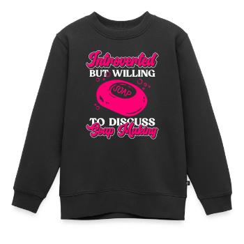 savon fabrication savon savonnière savonnerie savon chaudière - Sweat Premium enfant bio - noir - Devant - AI Model Kid Female (0cm)