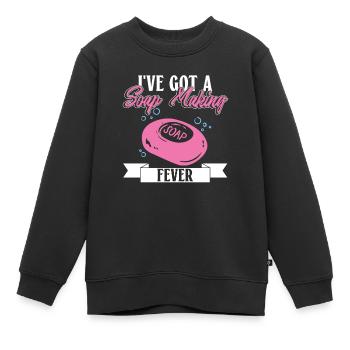 savon fabrication savon savonnière savonnerie savon chaudière - Sweat Premium enfant bio - noir - Devant - AI Model Kid Female (0cm)