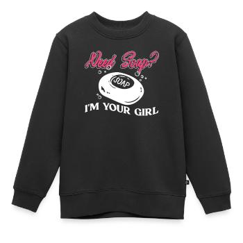 savon fabrication savon savonnière savonnerie savon chaudière - Sweat Premium enfant bio - noir - Devant - AI Model Kid Female (0cm)