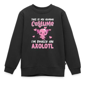My Human Costume Really Axolotl Amphibien Lurch - Kinder Premium Organic Sweatshirt - Schwarz - Vorne - AI Model Kid Female (0cm)
