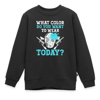 Welche Farbe willst du heute tragen Paintball Team - Kinder Premium Organic Sweatshirt - Schwarz - Vorne - AI Model Kid Female (0cm)