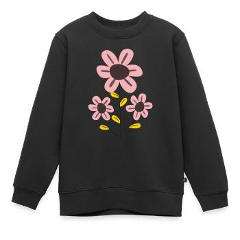 Rosa Blume - Kinder Premium Organic Sweatshirt - Schwarz - Vorne - AI Model Kid Female (0cm)