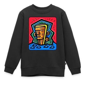 Abstrakte buntes Tiki - Kinder Premium Organic Sweatshirt - Schwarz - Vorne - AI Model Kid Female (0cm)