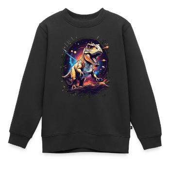 T-Rex sur une falaise rocheuse dans l’espace - Sweat Premium enfant bio - noir - Devant - AI Model Kid Female (0cm)