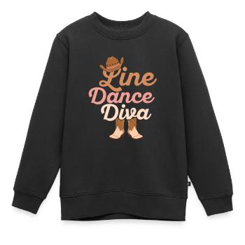 Diva de la danse en ligne Musique country occidentale - Sweat Premium enfant bio - noir - Devant - AI Model Kid Female (0cm)