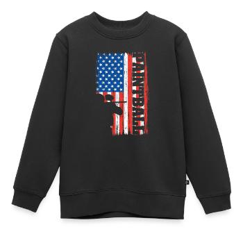 Vintage American USA Flagge Cool Paintball Spieler - Kinder Premium Organic Sweatshirt - Schwarz - Vorne - AI Model Kid Female (0cm)