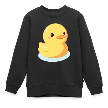Gelbe Gummiente Badeente - Kinder Premium Organic Sweatshirt - Schwarz - Vorne - AI Model Kid Female (0cm)