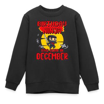 Anniversaire Ninja Décembre Bday Party Cadeau pour Bday - Sweat Premium enfant bio - noir - Devant - AI Model Kid Female (0cm)
