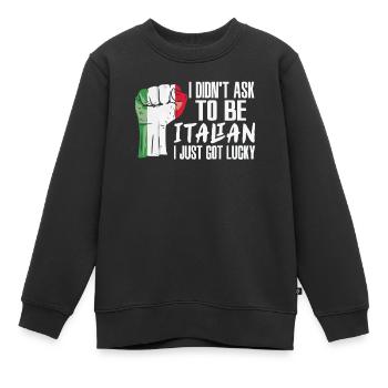 Fierté italienne Drapeau italien cultivé - Sweat Premium enfant bio - noir - Devant - AI Model Kid Female (0cm)