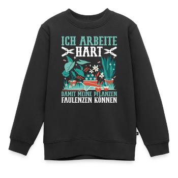 Gartenarbeit im Schrebergarten Blumen Gärtnerin - Kinder Premium Organic Sweatshirt - Schwarz - Vorne - AI Model Kid Female (0cm)