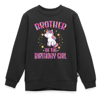 Frère de la fête de famille de la licorne fille d’anniversaire - Sweat Premium enfant bio - noir - Devant - AI Model Kid Female (0cm)