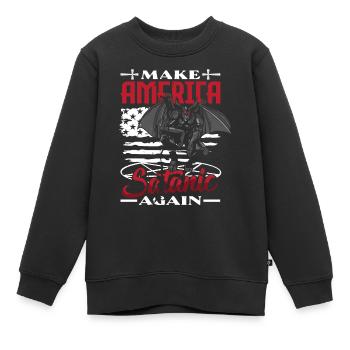Satan Make America Satanic Again Occult - Kinder Premium Organic Sweatshirt - Schwarz - Vorne - AI Model Kid Female (0cm)