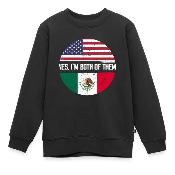 Yes Iam both of them USA Mexico - Kinder Premium Organic Sweatshirt - Schwarz - Vorne - AI Model Kid Female (0cm)