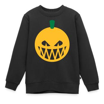 Halloween Kürbis (Kürbislaterne / Emoji / 2C) - Kinder Premium Organic Sweatshirt - Schwarz - Vorne - AI Model Kid Female (0cm)