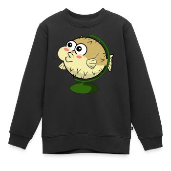 Funny puffer fish - Kids Premium Organic Sweatshirt - black - Front - AI Model Kid Female (0cm)