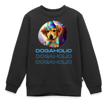 Dogaholic T-shirt Statement Tshirt für Hundefans - Kinder Premium Organic Sweatshirt - Schwarz - Vorne - AI Model Kid Female (0cm)