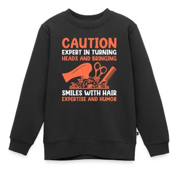 Coiffeur Coiffeur Coiffeur Coiffure Coiffure - Sweat Premium enfant bio - noir - Devant - AI Model Kid Female (0cm)