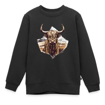 Paysage rustique de vaches écossaises des Highlands et - Sweat Premium enfant bio - noir - Devant - AI Model Kid Female (0cm)
