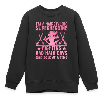Coiffeur Coiffeur Coiffeur Coiffure Coiffure - Sweat Premium enfant bio - noir - Devant - AI Model Kid Female (0cm)