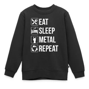 Eat Sleep Metall Wiederholung - Kinder Premium Organic Sweatshirt - Schwarz - Vorne - AI Model Kid Female (0cm)
