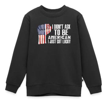 Amerikanischer Stolz Amerikanische Flagge - Kinder Premium Organic Sweatshirt - Schwarz - Vorne - AI Model Kid Female (0cm)