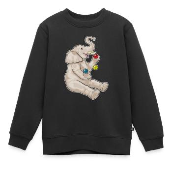 Jongleur éléphant jongleur - Sweat Premium enfant bio - noir - Devant - AI Model Kid Female (0cm)