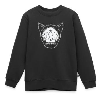 Katzenkopf Gothic mit Stern Grusel - Kinder Premium Organic Sweatshirt - Schwarz - Vorne - AI Model Kid Female (0cm)