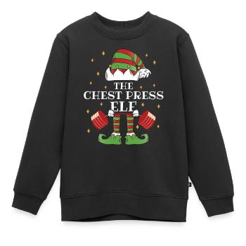The Chest Press Elf Fitness - Kinder Premium Organic Sweatshirt - Schwarz - Vorne - AI Model Kid Female (0cm)