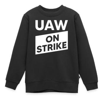 UAW streikt - Gemeinsam für einen starken Vertrag - Kinder Premium Organic Sweatshirt - Schwarz - Vorne - AI Model Kid Female (0cm)