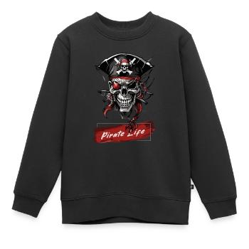 Vie de pirate - Sweat Premium enfant bio - noir - Devant - AI Model Kid Female (0cm)