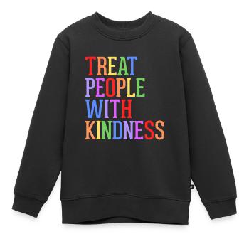 Behandeln Sie Menschen mit Freundlichkeit, Toleranz - Kinder Premium Organic Sweatshirt - Schwarz - Vorne - AI Model Kid Female (0cm)