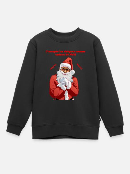 Père noel malicieux - Sweat Premium enfant bio - noir