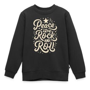 Peace Love Rock And Roll Statement Motto - Kinder Premium Organic Sweatshirt - Schwarz - Vorne - AI Model Kid Female (0cm)