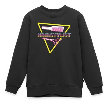 80er Jahre Hairstylist Retro Outfit Haarschnitt - Kinder Premium Organic Sweatshirt - Schwarz - Vorne - AI Model Kid Female (0cm)