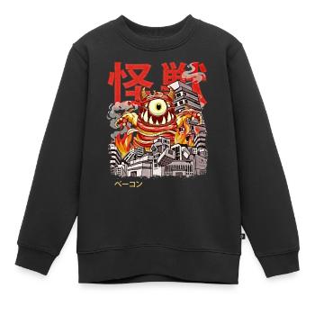 Kaiju Bacon Japanische Anime Monster Augapfel - Kinder Premium Organic Sweatshirt - Schwarz - Vorne - AI Model Kid Female (0cm)