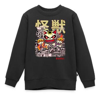 Kaiju Maneki Neko Japanischer Anime Monster Glücks - Kinder Premium Organic Sweatshirt - Schwarz - Vorne - AI Model Kid Female (0cm)