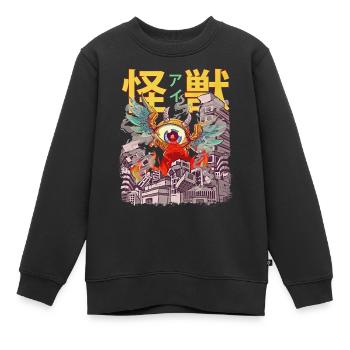 Kaiju Fliegender Augapfel Japanisches Anime-Monste - Kinder Premium Organic Sweatshirt - Schwarz - Vorne - AI Model Kid Female (0cm)