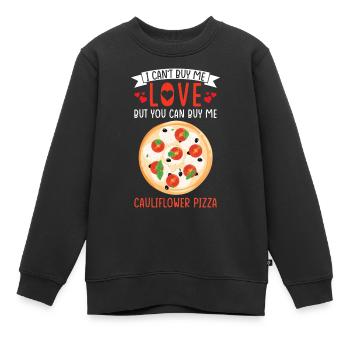 Blumenkohlpizza Vegan Vegetarisch Gemüse - Kinder Premium Organic Sweatshirt - Schwarz - Vorne - AI Model Kid Female (0cm)