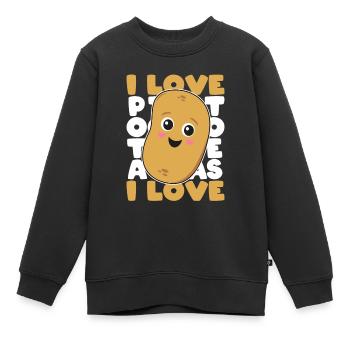 J’aime les pommes de terre Pomme de terre Cadeau de pommes de terre - Sweat Premium enfant bio - noir - Devant - AI Model Kid Female (0cm)